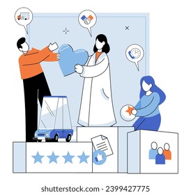 Business Association. Vector illustration. Success in business requires comprehensive understanding market and customer needs The business association concept emphasizes significance collaboration