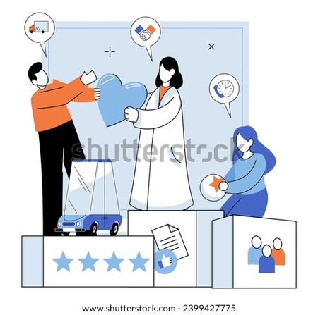 Business Association. Vector illustration. Success in business requires comprehensive understanding market and customer needs The business association concept emphasizes significance collaboration