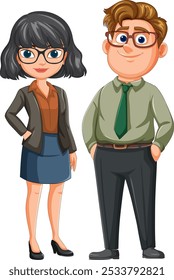 Business attire, standing together, confident expressions