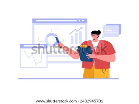 Business Audit Documents Vector Illustration with Charts, Accounting, Calculations, and Financial Report Analytics on a Flat Cartoon Background