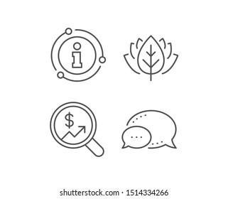 Business Audit or Statistics line icon. Chat bubble, info sign elements. Analytics with charts symbol. Search Magnifier sign. Linear currency audit outline icon. Information bubble. Vector