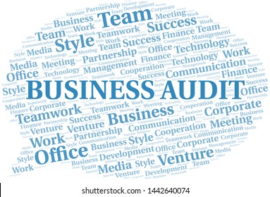 Business Audit word cloud. Collage made with text only.