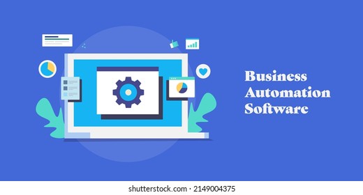 Business Automation, Automated Marketing, AI Business Model, Business Intelligence - Flat Design Vector Illustration With Icons