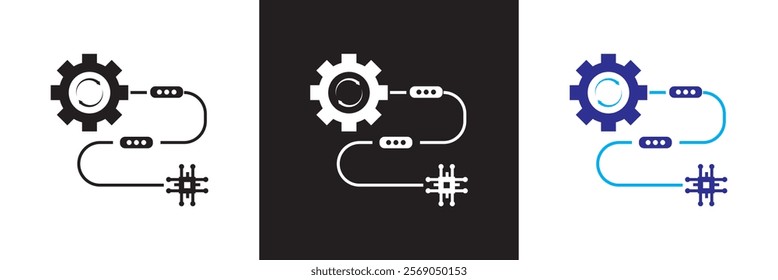 Business automation icon . Containing process, digital transformation, business, integration etc icon. isolated on white and black background. vector illustration. EPS 10