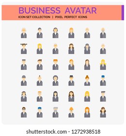 Business Avatar  Icons Set. UI Pixel Perfect Well-crafted Vector Thin Line Icons. The illustrations are a vector.