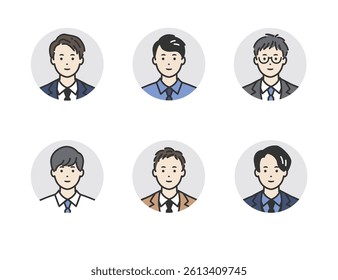 Business Avatar Illustration, Suited Professionals. Business avatars in suits with various expressions. Great for profiles, websites, icons, and presentations. Clean, simple, and versatile for any use
