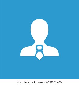 business avatar outline icon, isolated, white on the blue background. Exclusive Symbols 