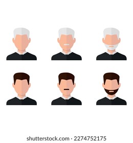 Juego de iconos planos de vectores de avatar de negocios