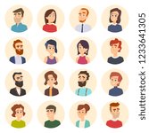 Business avatars. Colored web pictures of male and females office managers vector portraits in cartoon style