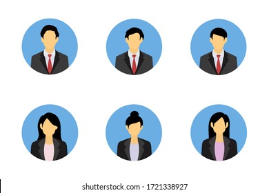Business avatars man and woman icon flat design, vector illustration