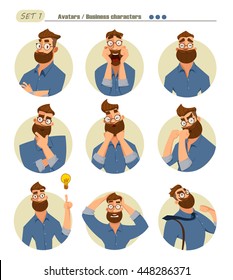 Business avatars set, Cartoon, Expression