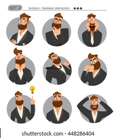 Business avatars set, Cartoon, Expression