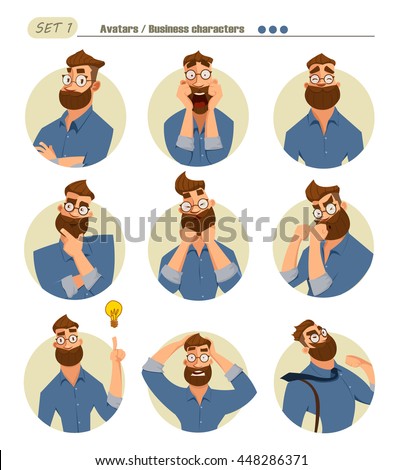 Business avatars set, Cartoon, Expression
