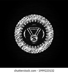 business award icon with chalkboard texture. 