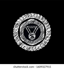 business award icon drawn chalk emblem, retro style, chalk or chalkboard texture