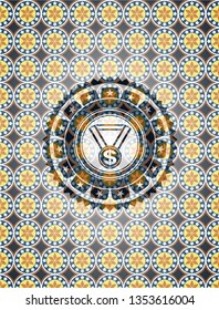 business award icon inside arabesque style emblem. arabic decoration.
