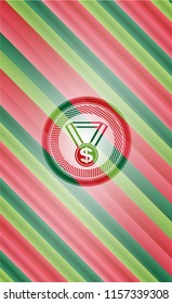 business award icon inside christmas colors emblem.