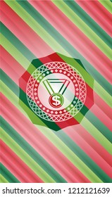 business award icon inside christmas emblem background.