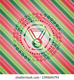 business award icon inside christmas emblem.