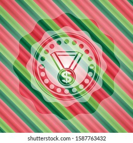 business award icon inside christmas style emblem.