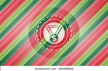 business award icon inside christmas colors style badge. 