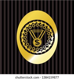 business award icon inside golden emblem