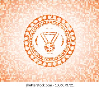 business award icon inside orange mosaic emblem