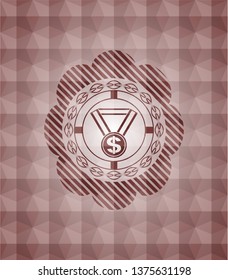business award icon inside red geometric emblem. Seamless.