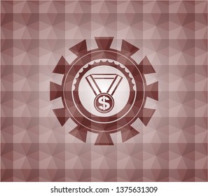 business award icon inside red seamless geometric emblem.