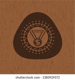 business award icon inside retro wood emblem