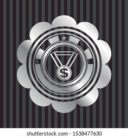 business award icon inside silver badge or emblem
