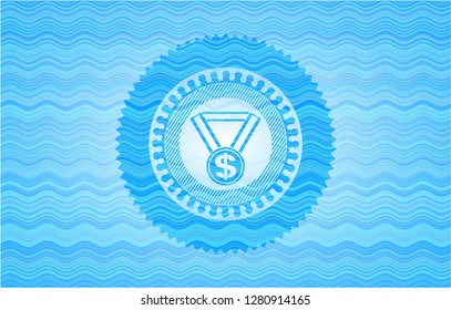 business award icon inside water wave badge.