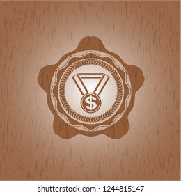 business award icon inside wood emblem