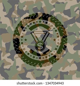 business award icon on camouflage pattern