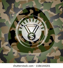 business award icon on camouflaged pattern