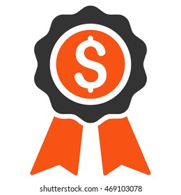 Business Award icon. Vector style is bicolor flat iconic symbol with rounded angles, orange and gray colors, white background.