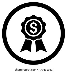 Business Award rounded icon. Vector illustration style is flat iconic symbol, black color, white background.