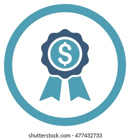 Business Award rounded icon. Vector illustration style is flat iconic bicolor symbol, cyan and blue colors, white background.