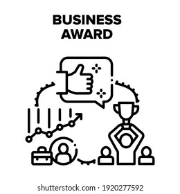 Concepto de icono del vector de premios empresariales. Premio Empresarial Por El Éxito De Los Trabajos Realizados O Gestionar Los Beneficios De Las Empresas De Crecimiento, Liderazgo Y Empleados Ganan El Premio De Competencia. Premiando la Ilustración Negra Ganadora
