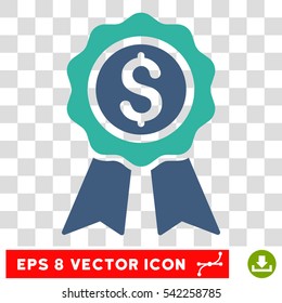 Business Award vector icon. Image style is a flat cobalt and cyan pictograph symbol.