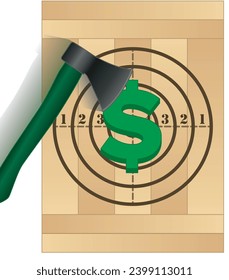 business, axe throwing showing motion aimed at dollar sign on target svg