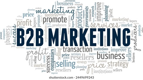 Business to Business (B2B) Marketing word cloud conceptual design isolated on white background.