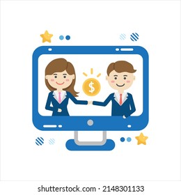 Business to business, B2B solution, business marketing concept. two business partners shaking hands.