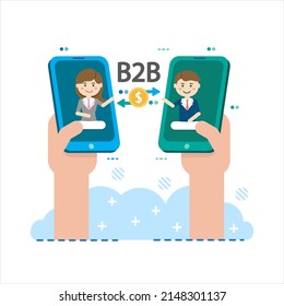 Empresa a empresa, solución B2B, concepto de marketing empresarial. dos socios de negocios estrechando la mano.