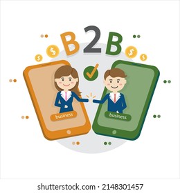 Empresa a empresa, solución B2B, concepto de marketing empresarial. dos socios de negocios estrechando la mano.