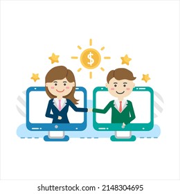 Business to Business, B2B-Lösung, Business Marketing Konzept. zwei Geschäftspartner, die Hand schütteln.