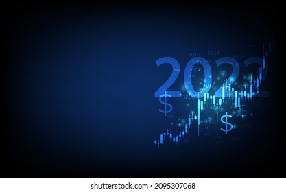 business background 2022 year, graph financial with social network diagram concept, futuristic digital innovation background vector illustration