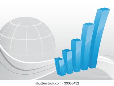 Business background - Bar chart / graph with globe