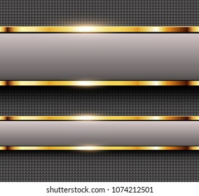 Business background beige, banners with gold metallic elements over dots pattern background, vector illustration.