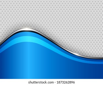 Business Hintergrund blau, elegante Welle mit Löchern Muster und Metallic-Elemente, Vektorgrafik.